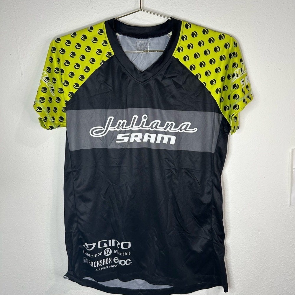 Juliana SRAM Women’s Cycling Jersey Large Black Yellow MTB Short Sleeve
